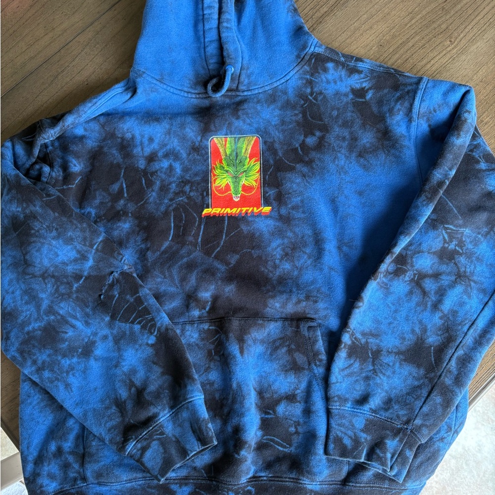 Primitive Blue and Black Tie-Dye Hoodie - Men’s large